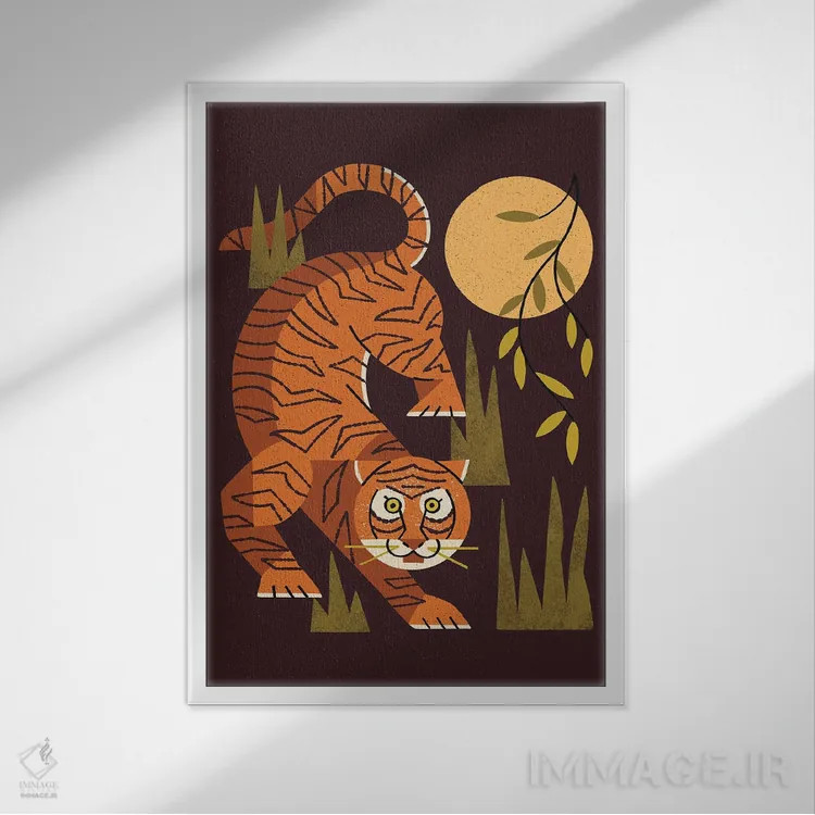 تابلو مدرن ماه ببر اثر رنیا ال. تول - نمای قابدار سفید