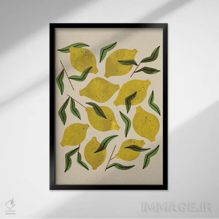 تابلو مدرن نه عدد لیمو اثر رنیا ال. تول - نمای قابدار مشکی