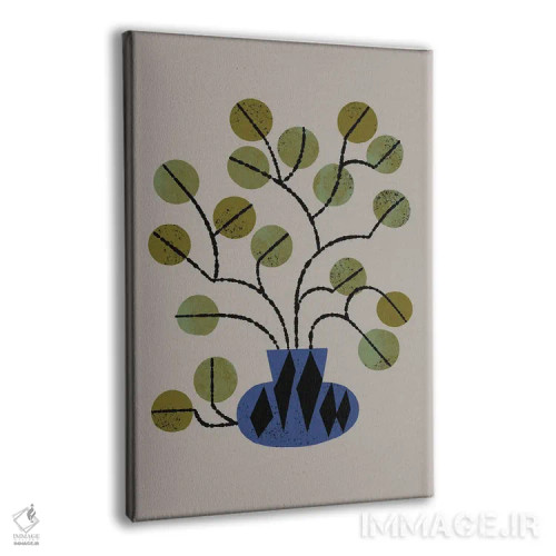 تابلو مدرن گلدان اکالیپتوس اثر رنیا ال. تول - نمای پرسپکتیو محصول