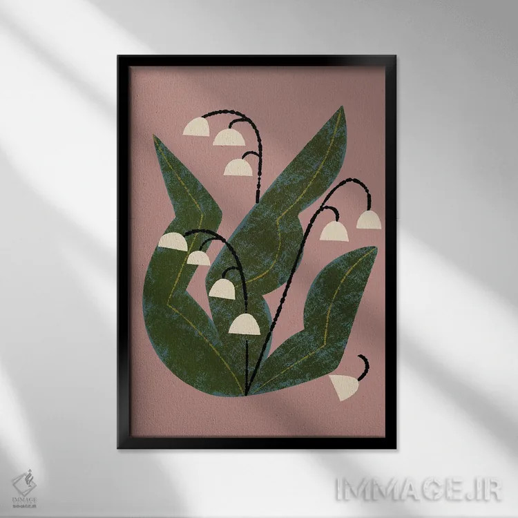 تابلو مدرن گل موگه اثر رنیا ال. تول - نمای قابدار مشکی