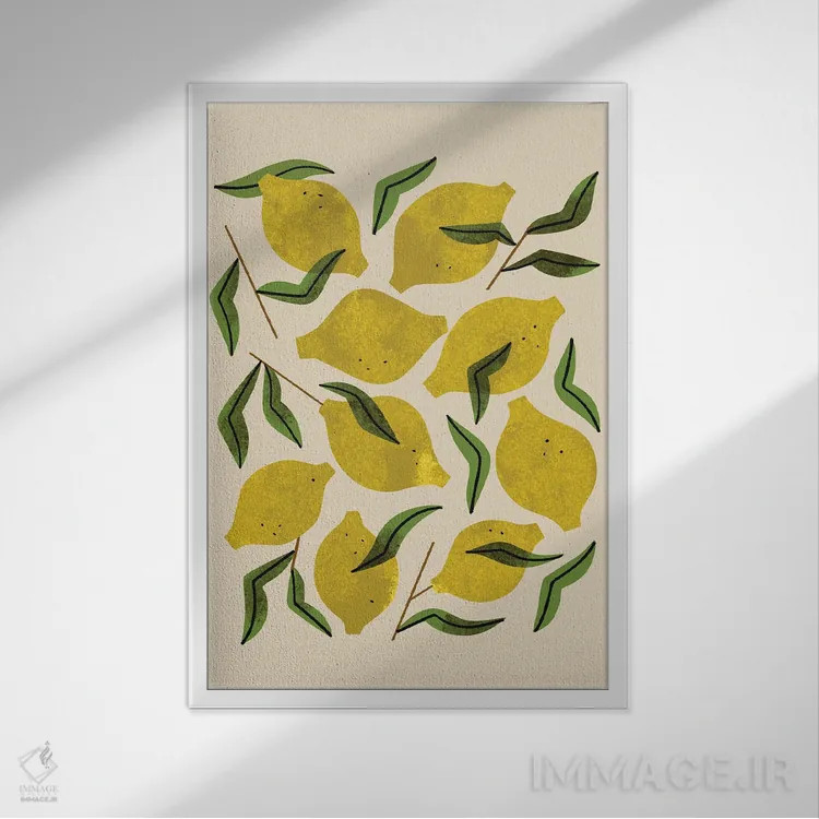 تابلو مدرن نه عدد لیمو اثر رنیا ال. تول - نمای قابدار سفید