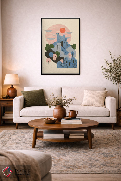 تابلو انتزاعی قلعه آبی اثر رنیا ال. تول - D4B