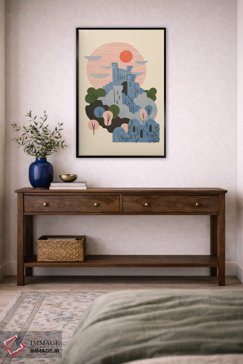 تابلو انتزاعی قلعه آبی اثر رنیا ال. تول - D5B