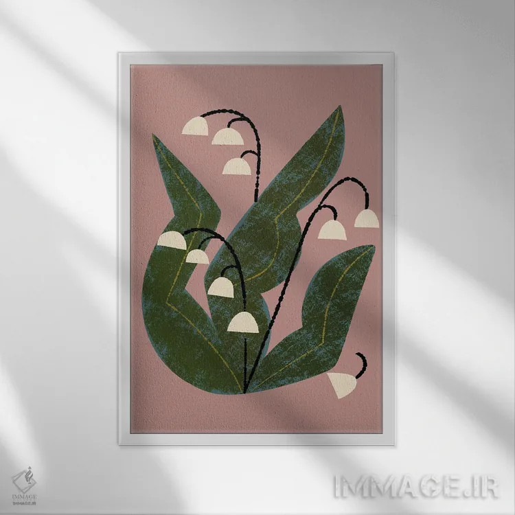 تابلو مدرن گل موگه اثر رنیا ال. تول - نمای قابدار سفید