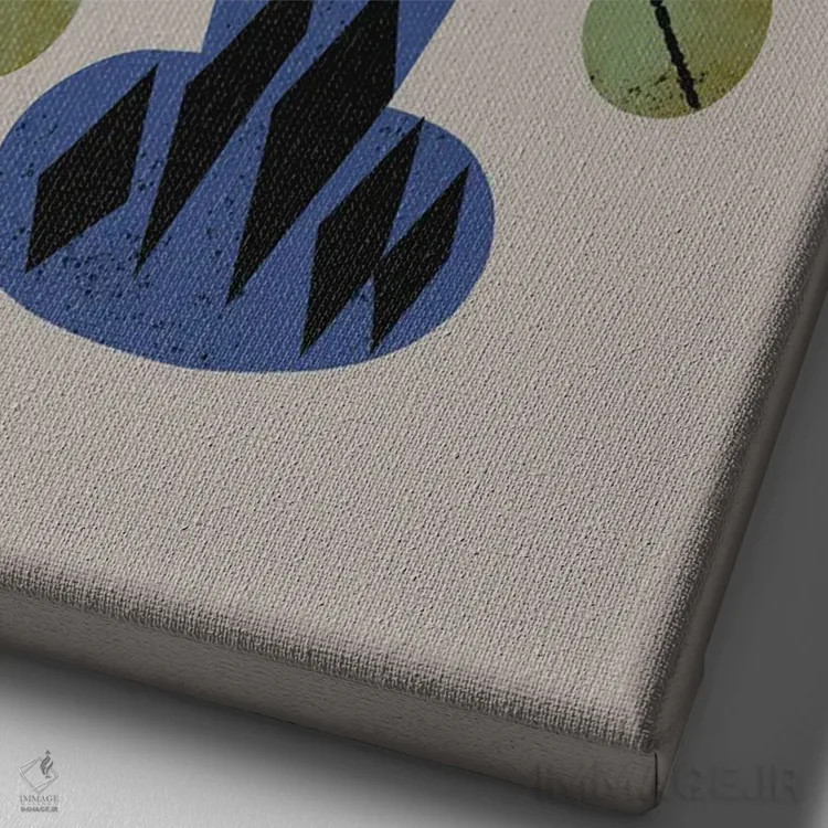 تابلو مدرن گلدان اکالیپتوس اثر رنیا ال. تول - نمای نزدیک بافت بوم