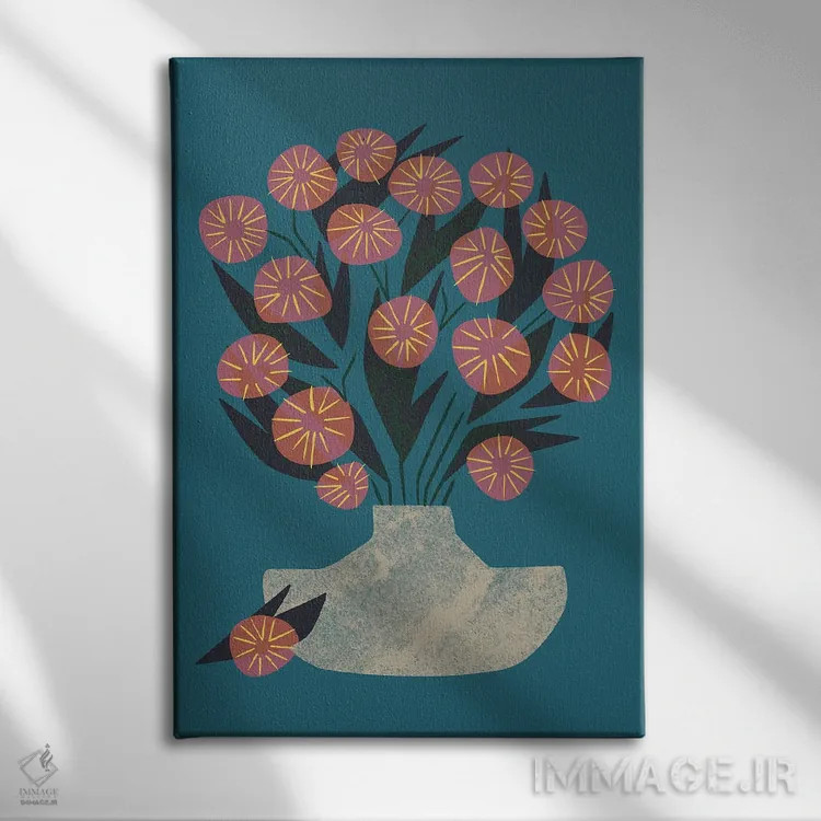 تابلو مدرن طبیعت بی جان دسته گل اثر رنیا ال. تول - نمای روبهرو روی دیوار