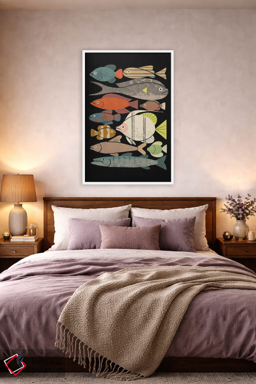 تابلو مدرن انبوه ماهی ها شماره یک اثر رنیا ال. تول - D3W