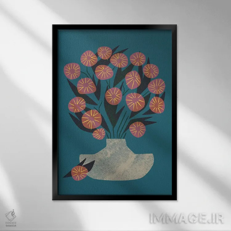 تابلو مدرن طبیعت بی جان دسته گل اثر رنیا ال. تول - نمای قابدار مشکی