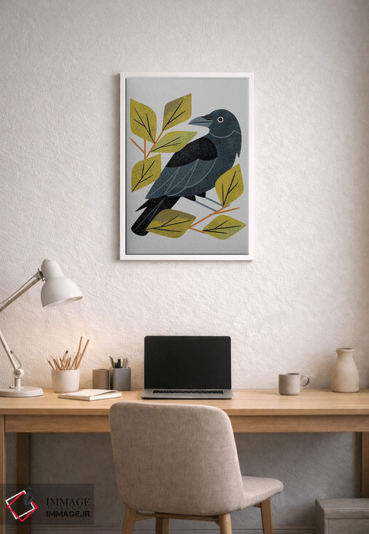تابلو مدرن کلاغ سیاه نشسته اثر رنیا ال. تول - D1W