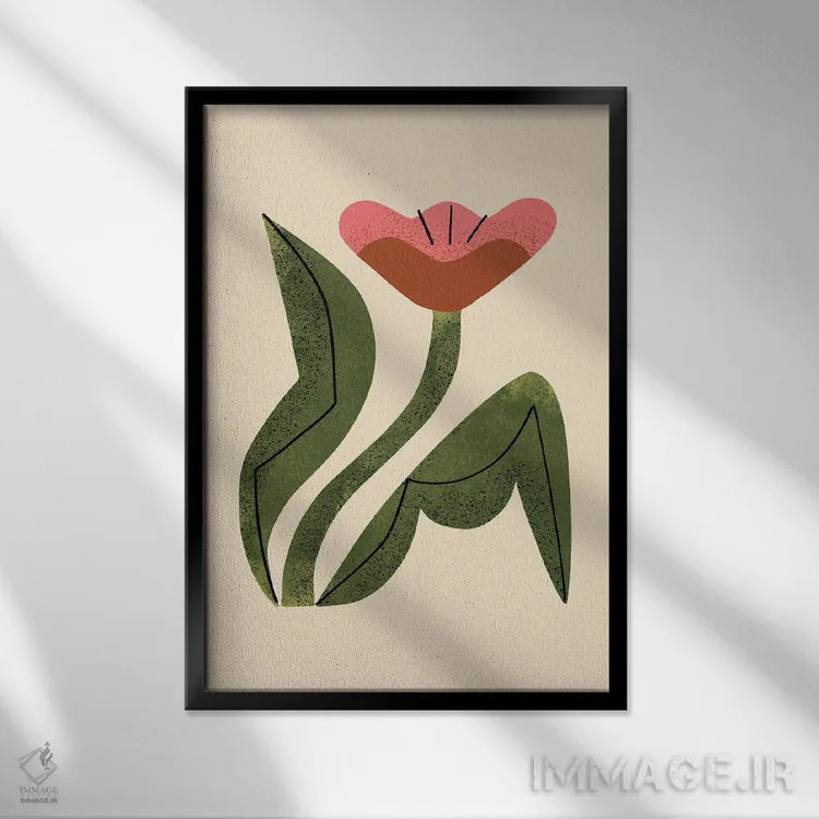 تابلو مدرن گل بزرگ شماره دو اثر رنیا ال. تول - نمای قابدار مشکی