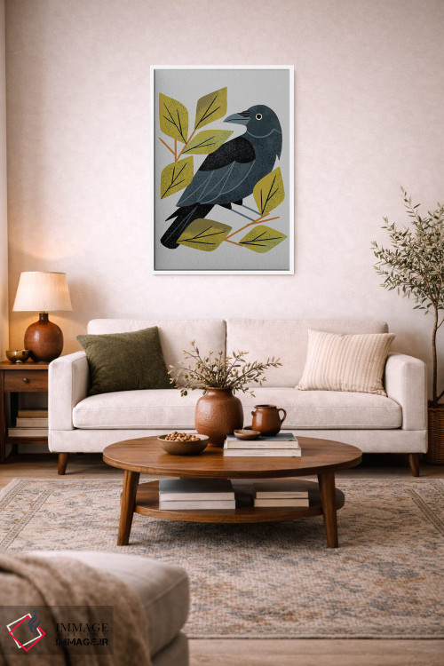 تابلو مدرن کلاغ سیاه نشسته اثر رنیا ال. تول - D2W