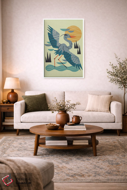 تابلو مدرن حواصیل در حال کشش اثر رنیا ال. تول - D3W