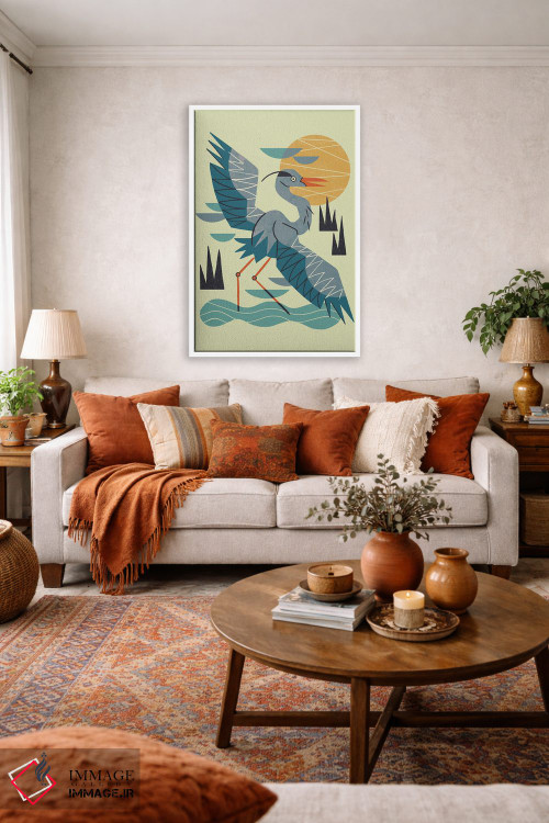 تابلو مدرن حواصیل در حال کشش اثر رنیا ال. تول - D2W