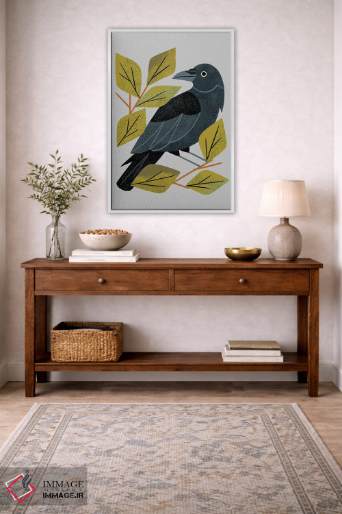 تابلو مدرن کلاغ سیاه نشسته اثر رنیا ال. تول - D3W