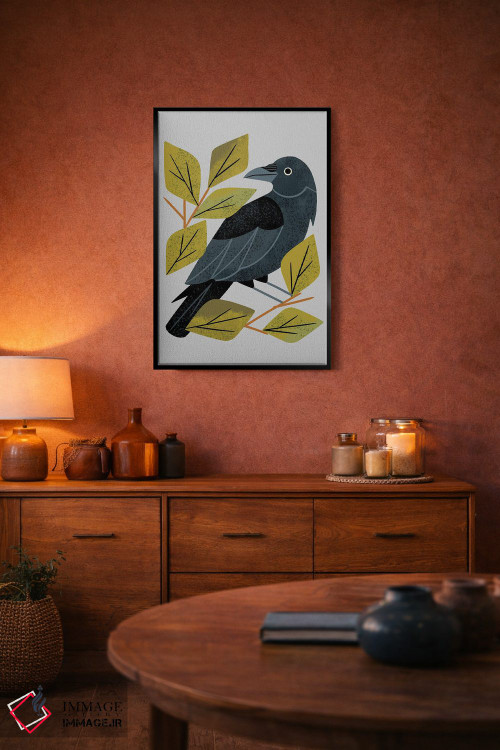 تابلو مدرن کلاغ سیاه نشسته اثر رنیا ال. تول - D5B