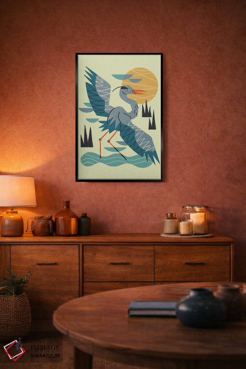 تابلو مدرن حواصیل در حال کشش اثر رنیا ال. تول - D5B