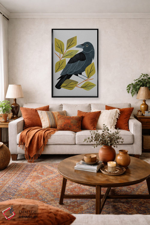 تابلو مدرن کلاغ سیاه نشسته اثر رنیا ال. تول - D4B