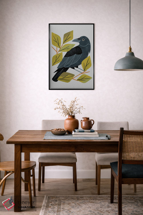 تابلو مدرن کلاغ سیاه نشسته اثر رنیا ال. تول - D6B