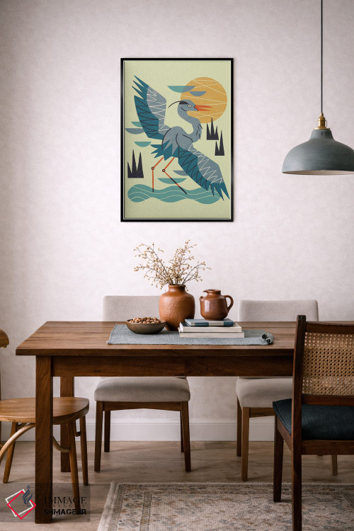 تابلو مدرن حواصیل در حال کشش اثر رنیا ال. تول - D6B