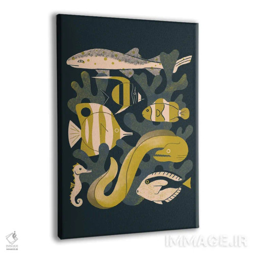 تابلو مدرن ماهی های مرجانی اثر رنیا ال. تول - نمای پرسپکتیو محصول