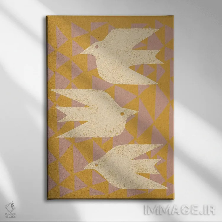 تابلو مینیمال قمری ها در پرواز اثر رنیا ال. تول - نمای روبهرو روی دیوار