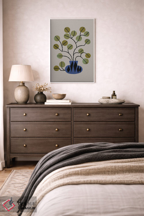 تابلو مدرن گلدان اکالیپتوس اثر رنیا ال. تول - D3W