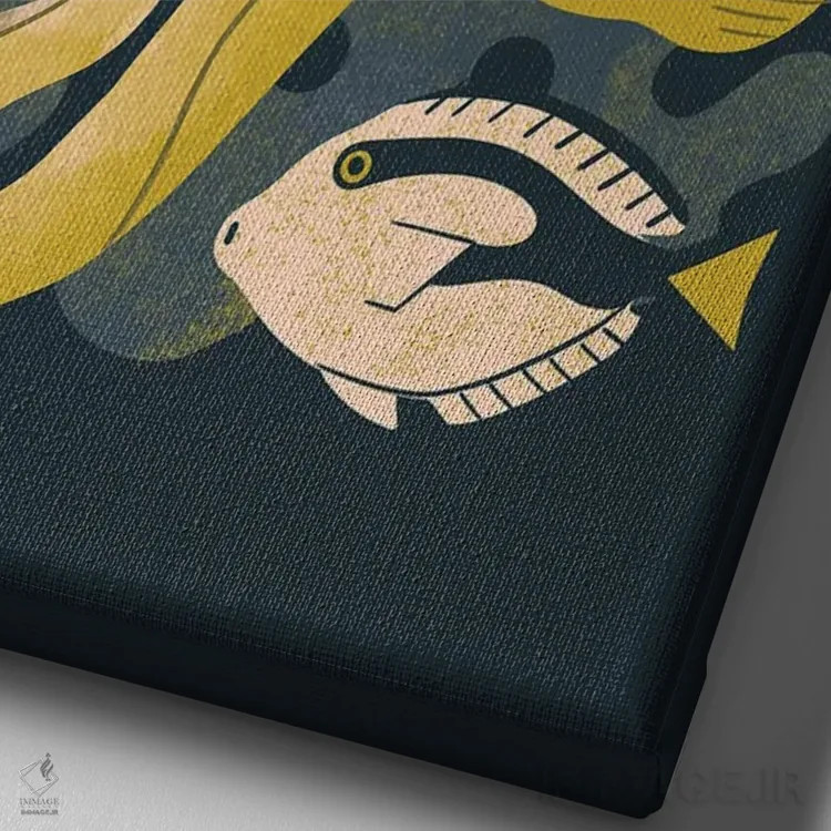 تابلو مدرن ماهی های مرجانی اثر رنیا ال. تول - نمای نزدیک بافت بوم