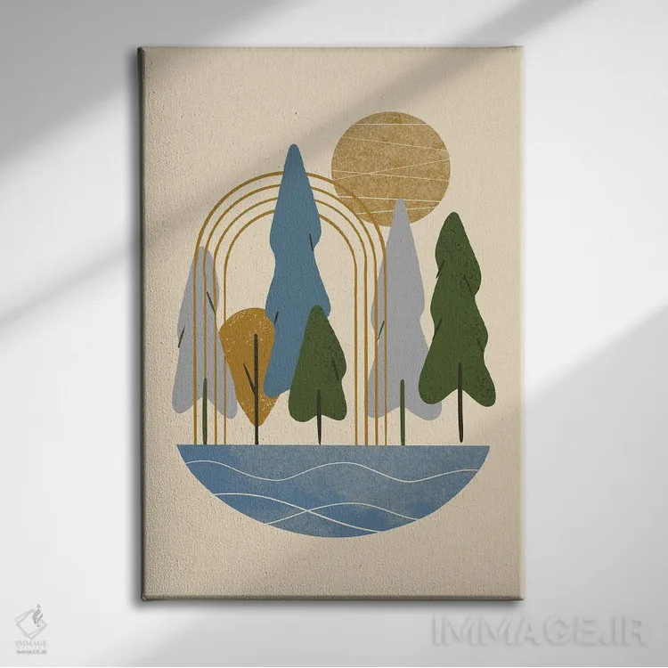 تابلو مینیمال دروازه جنگل اثر رنیا ال. تول - نمای روبهرو روی دیوار