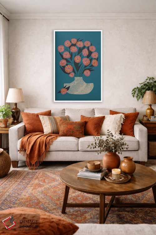 تابلو مدرن طبیعت بی جان دسته گل اثر رنیا ال. تول - D1W