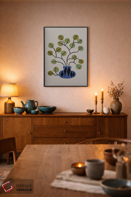 تابلو مدرن گلدان اکالیپتوس اثر رنیا ال. تول - D6B