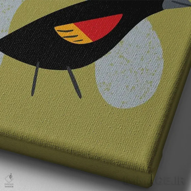 تابلو مینیمال پنج پرنده اثر رنیا ال. تول - نمای نزدیک بافت بوم