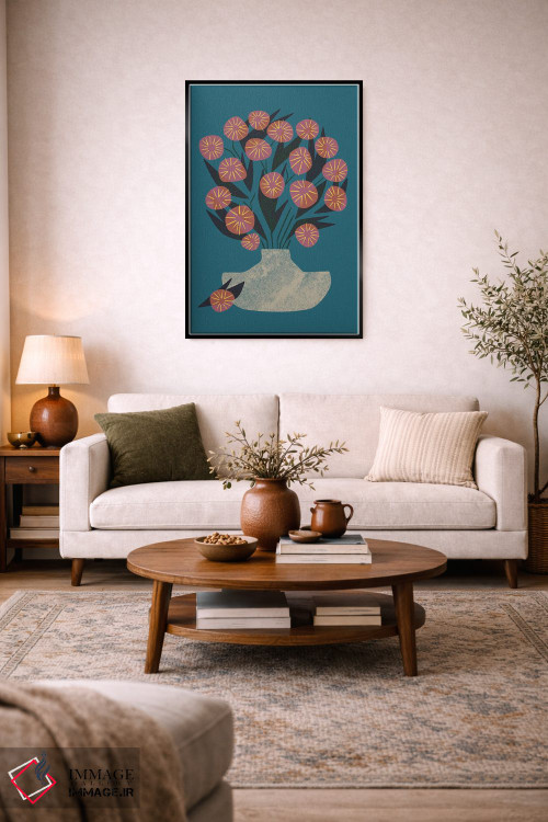 تابلو مدرن طبیعت بی جان دسته گل اثر رنیا ال. تول - D4B