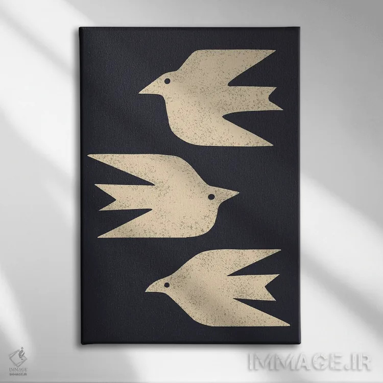 تابلو مینیمال قمری ها در پرواز اثر رنیا ال. تول - نمای روبهرو روی دیوار