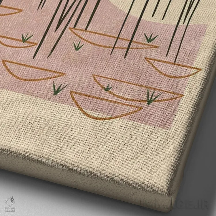 تابلو مینیمال جنگل رویاگونه اثر رنیا ال. تول - نمای نزدیک بافت بوم