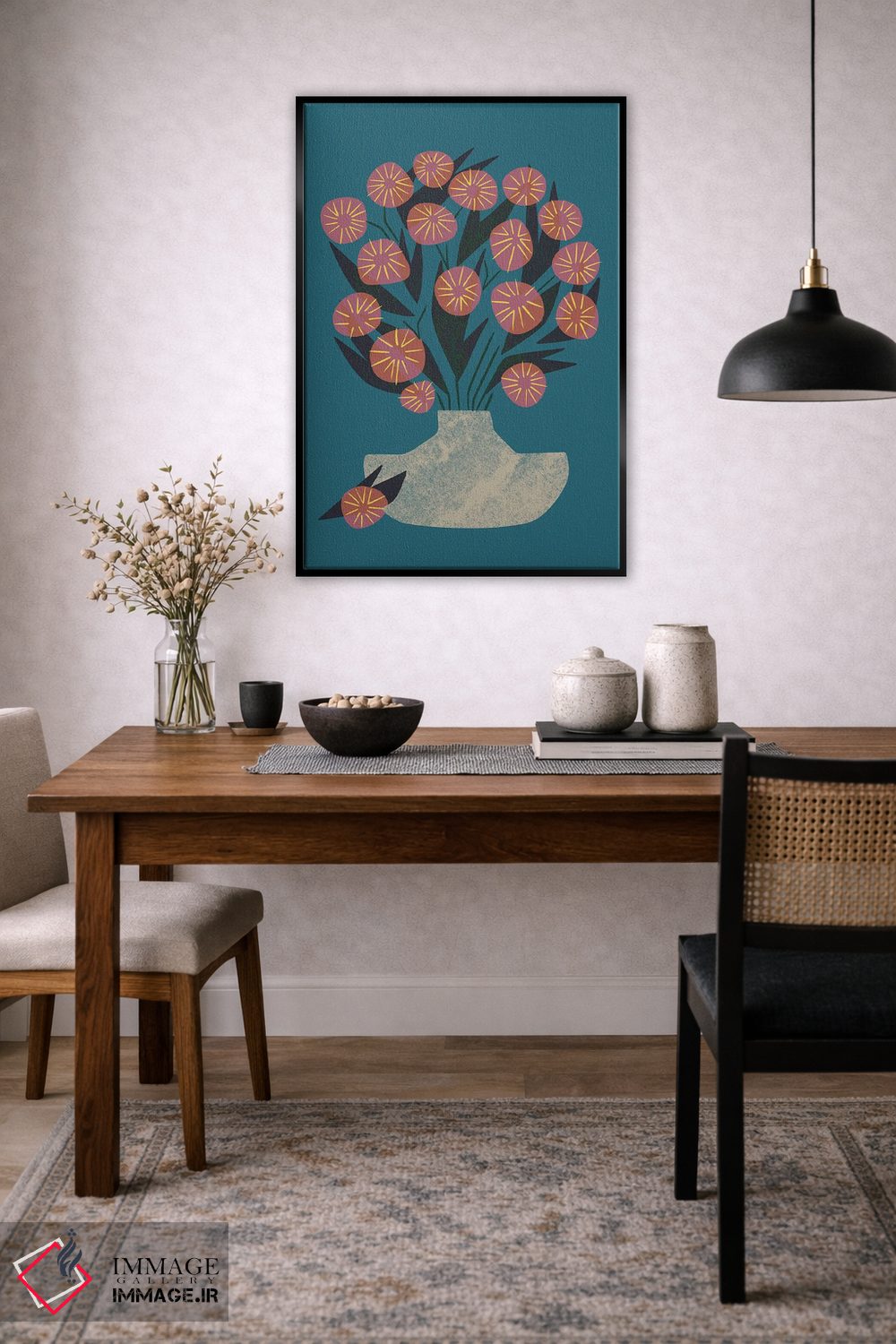 تابلو مدرن طبیعت بی جان دسته گل اثر رنیا ال. تول - D5B