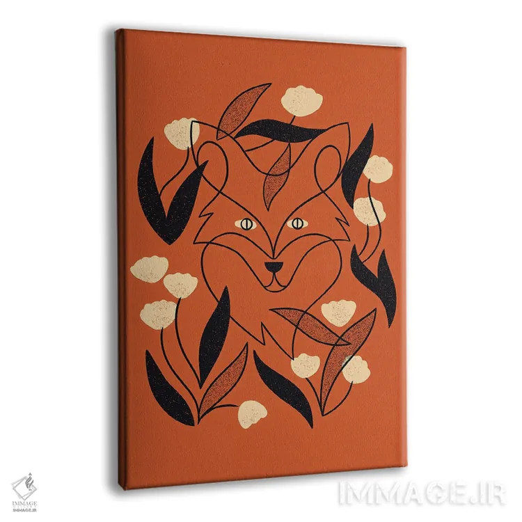 تابلو مینیمال روباه گلدار اثر رنیا ال. تول - نمای پرسپکتیو محصول