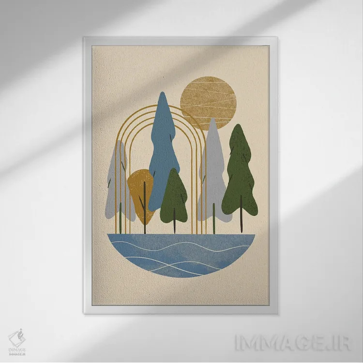 تابلو مینیمال دروازه جنگل اثر رنیا ال. تول - نمای قابدار سفید