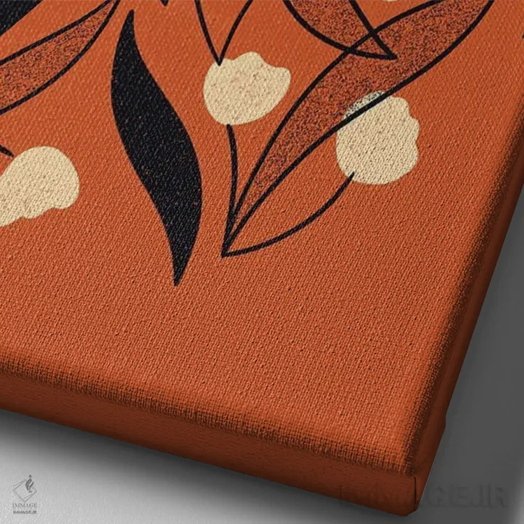 تابلو مینیمال روباه گلدار اثر رنیا ال. تول - نمای نزدیک بافت بوم