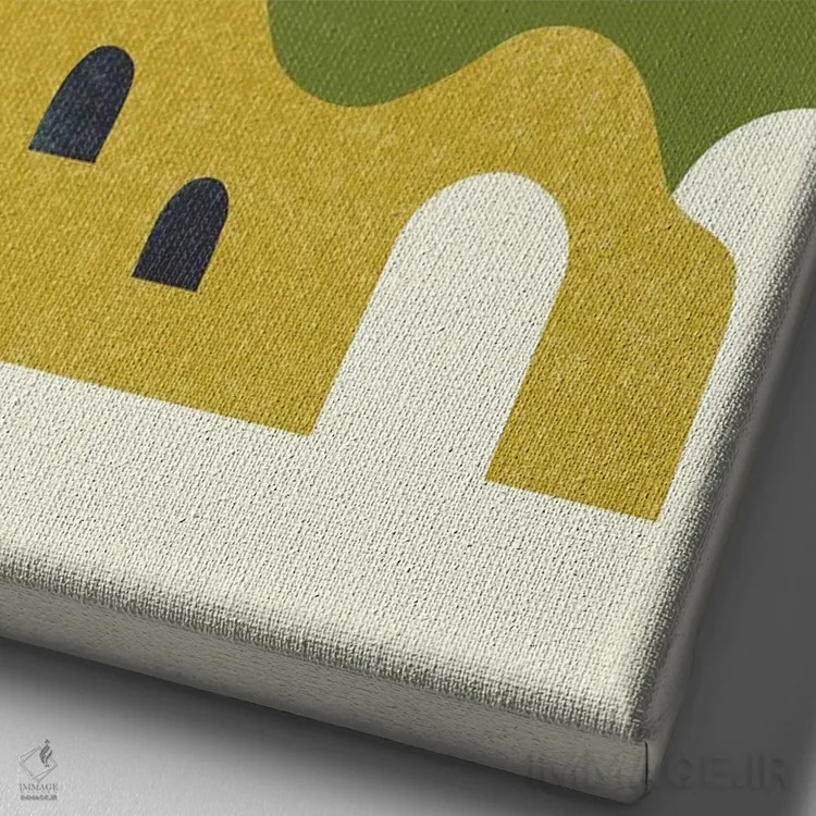 تابلو مینیمال روستای گلی هنگام غروب اثر رنیا ال. تول - نمای نزدیک بافت بوم