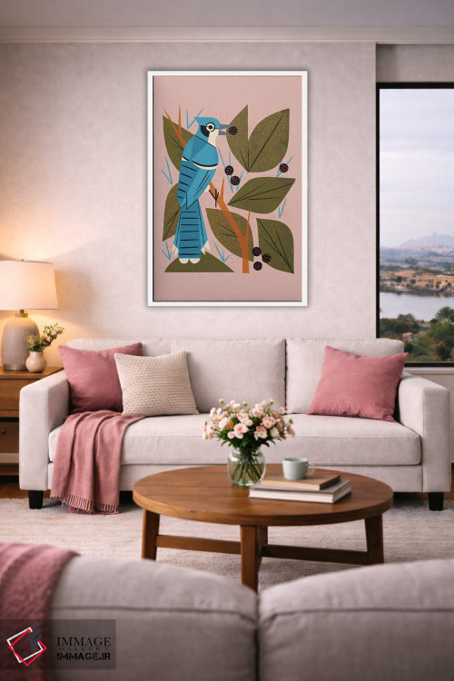 تابلو مدرن زاغ کبود با توت ها اثر رنیا ال. تول - D2W