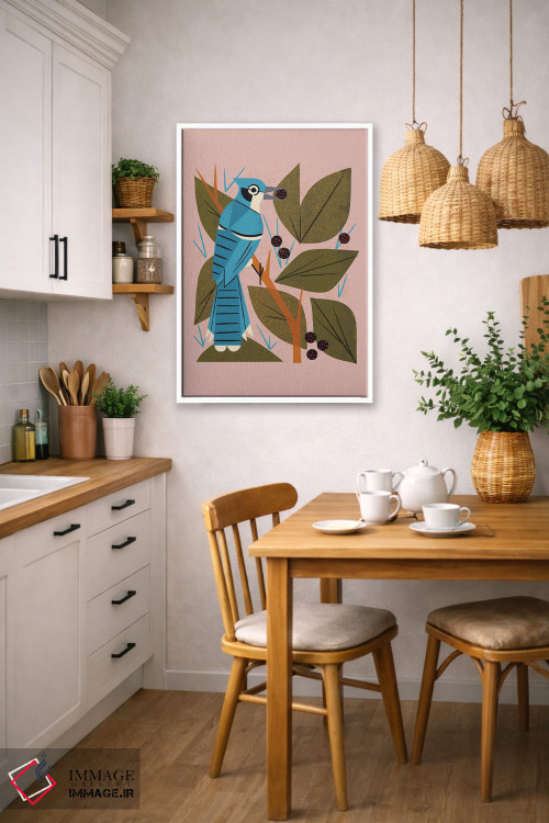 تابلو مدرن زاغ کبود با توت ها اثر رنیا ال. تول - D5W