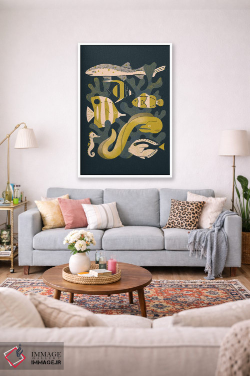 تابلو مدرن ماهی های مرجانی اثر رنیا ال. تول - D1W