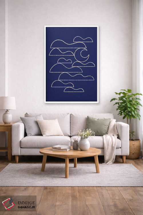 تابلو مینیمال ماه و منظره ابرها شماره یک اثر رنیا ال. تول - D1W