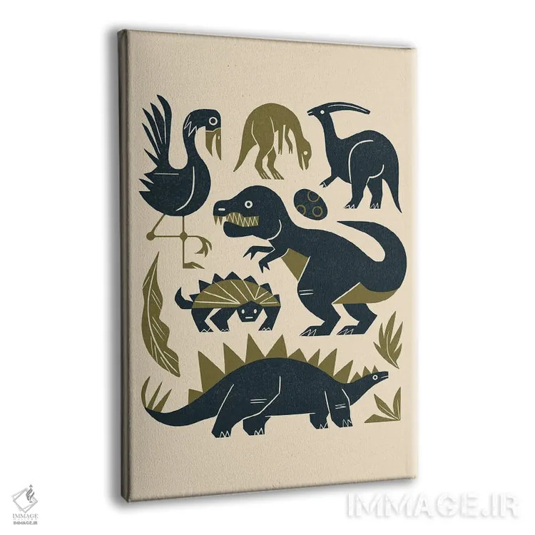 تابلو مدرن دوستان ژوراسیک اثر رنیا ال. تول - نمای پرسپکتیو محصول