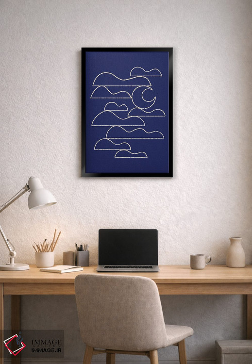 تابلو مینیمال ماه و منظره ابرها شماره یک اثر رنیا ال. تول - D2B