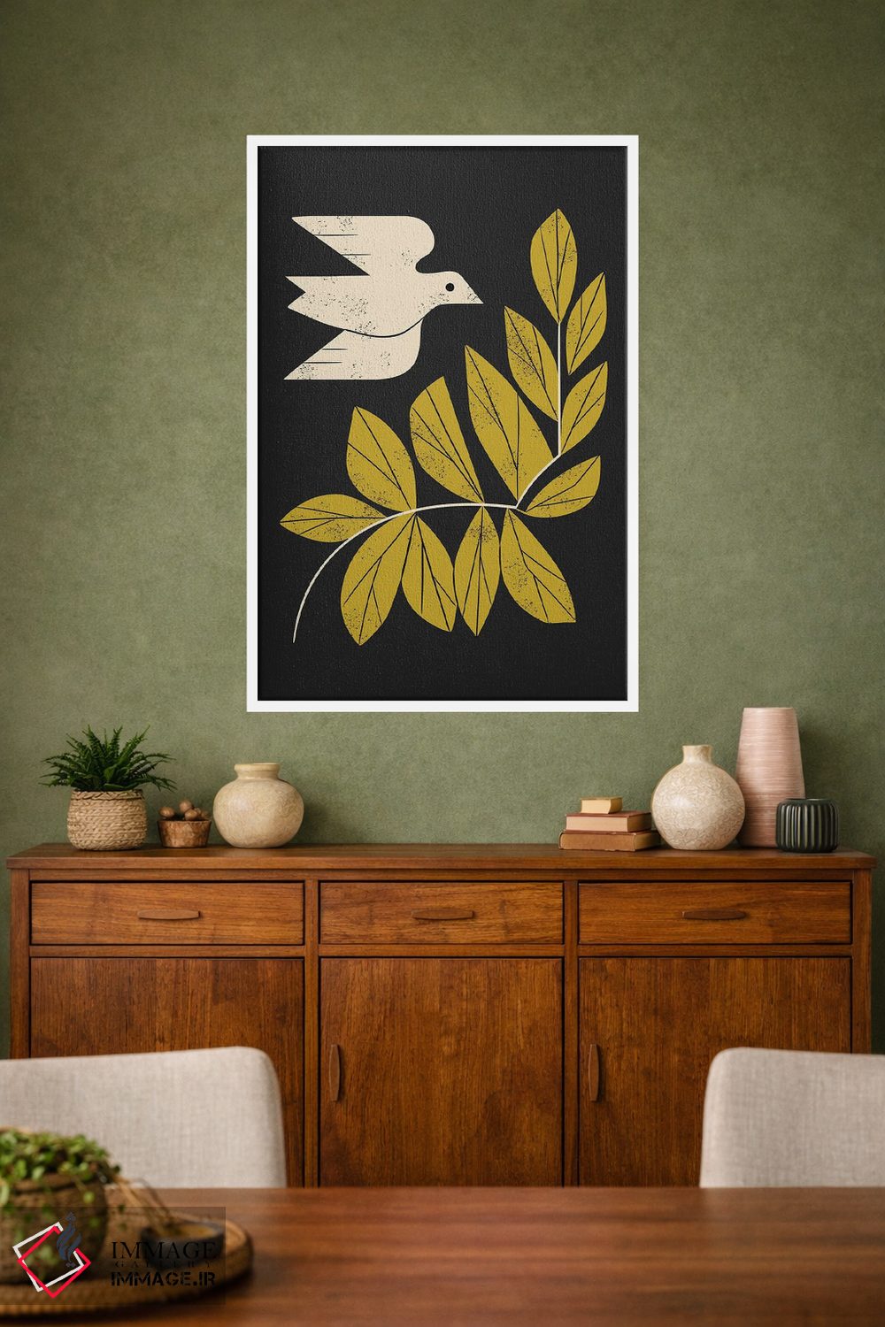 تابلو مدرن قمری و شاخه اثر رنیا ال. تول - D1W