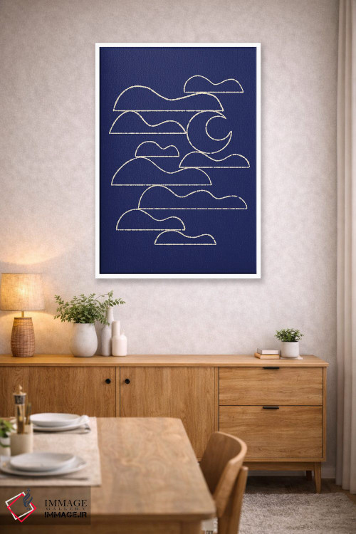 تابلو مینیمال ماه و منظره ابرها شماره یک اثر رنیا ال. تول - D3W