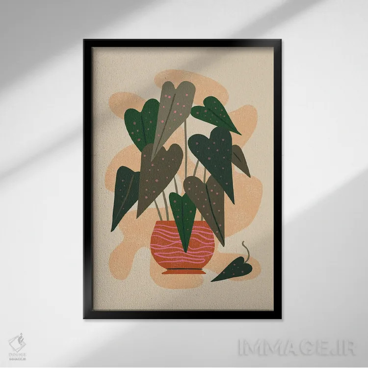 تابلو مینیمال سلام بگونیا اثر رنیا ال. تول - نمای قابدار مشکی