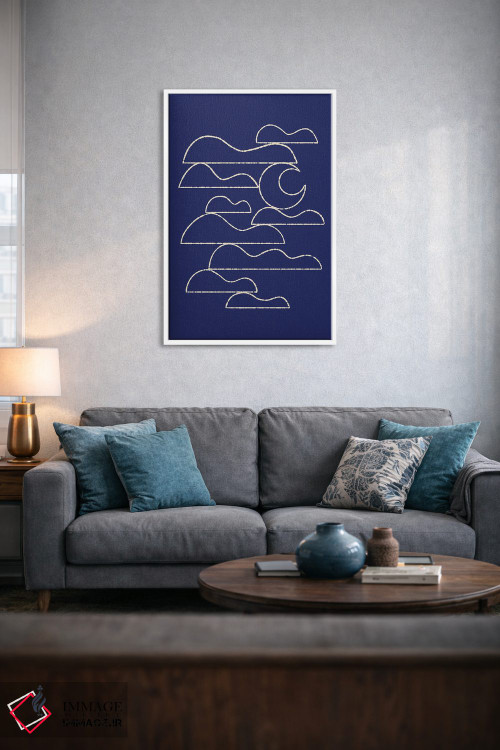 تابلو مینیمال ماه و منظره ابرها شماره یک اثر رنیا ال. تول - D4W