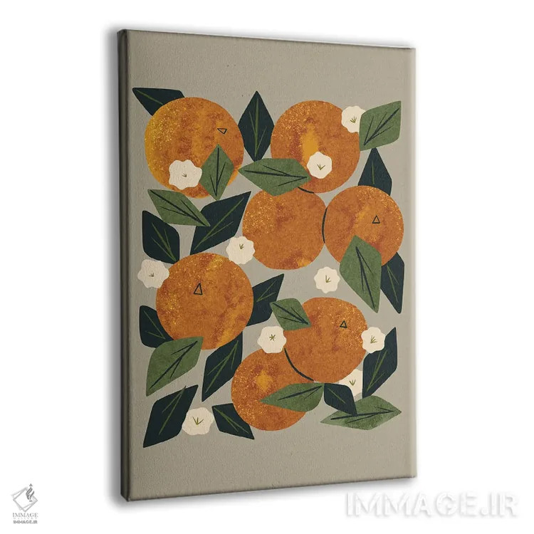 تابلو مدرن دسته گل نارنجی اثر رنیا ال. تول - نمای پرسپکتیو محصول